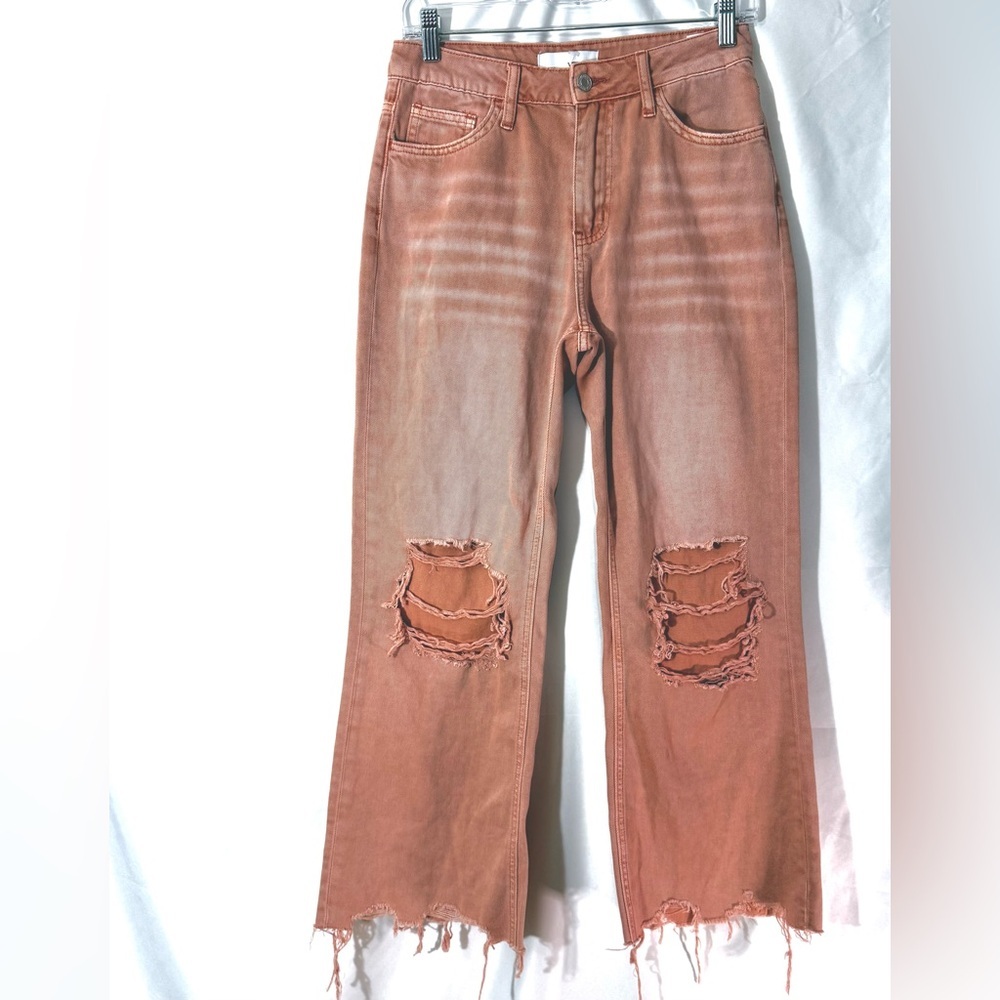 Vervet “Getting Jiggy” Vintage Distressed Cropped Flare Jeans With Destroyed Hem - Picture 7 of 14